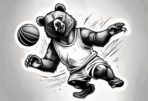 bear playing basketball tattoo idea