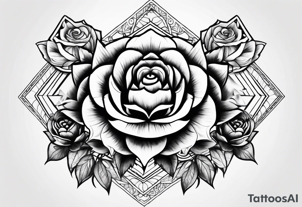 Peonies roses evil eye moon stars triangles tattoo idea
