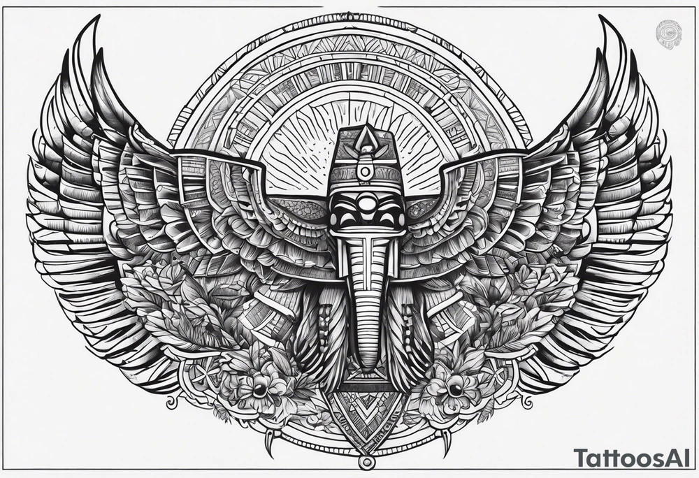 egyptian, symmetrical, chest tattoo tattoo idea