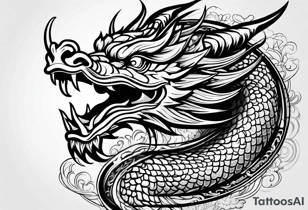 chinese dragon face tattoo idea