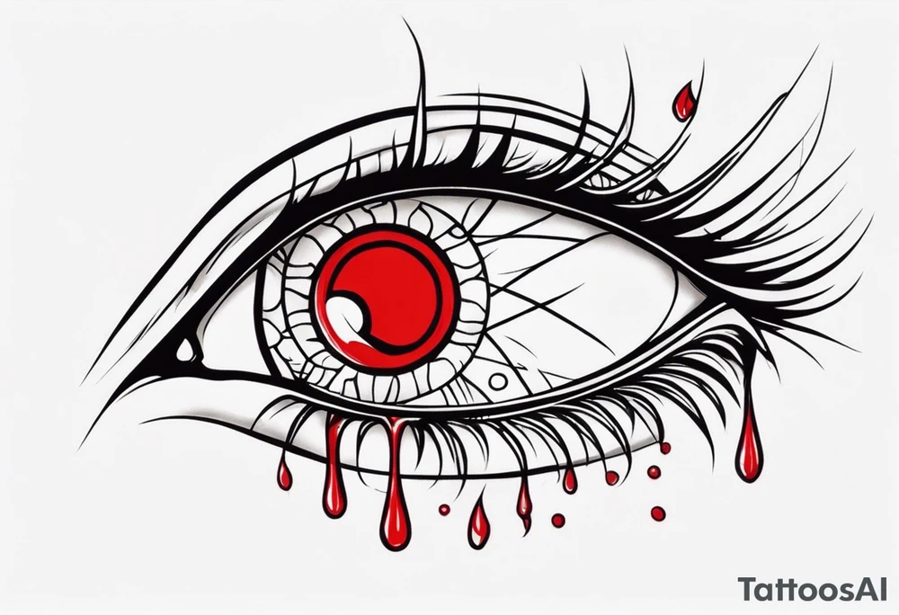 Bleeding tone red eye tear sleeve tattoo design tattoo idea