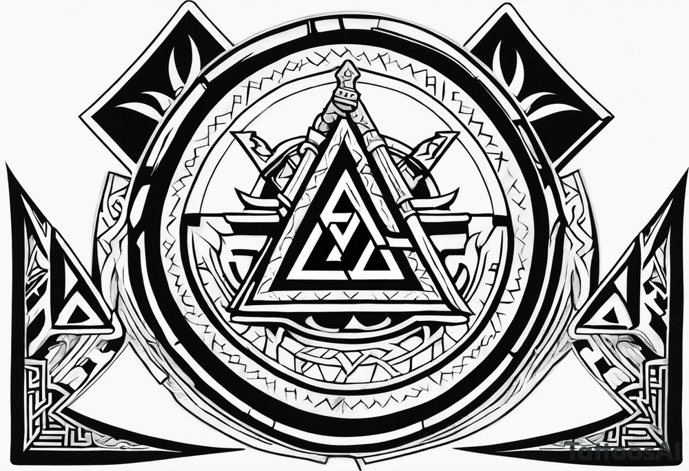 Valhalla shield valknut sword axe tattoo idea