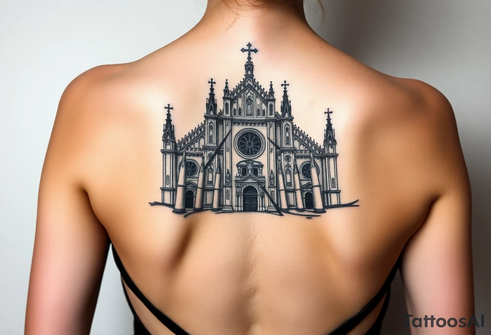 Milan Cathedral damaged and covered in graffiti tattoo idea