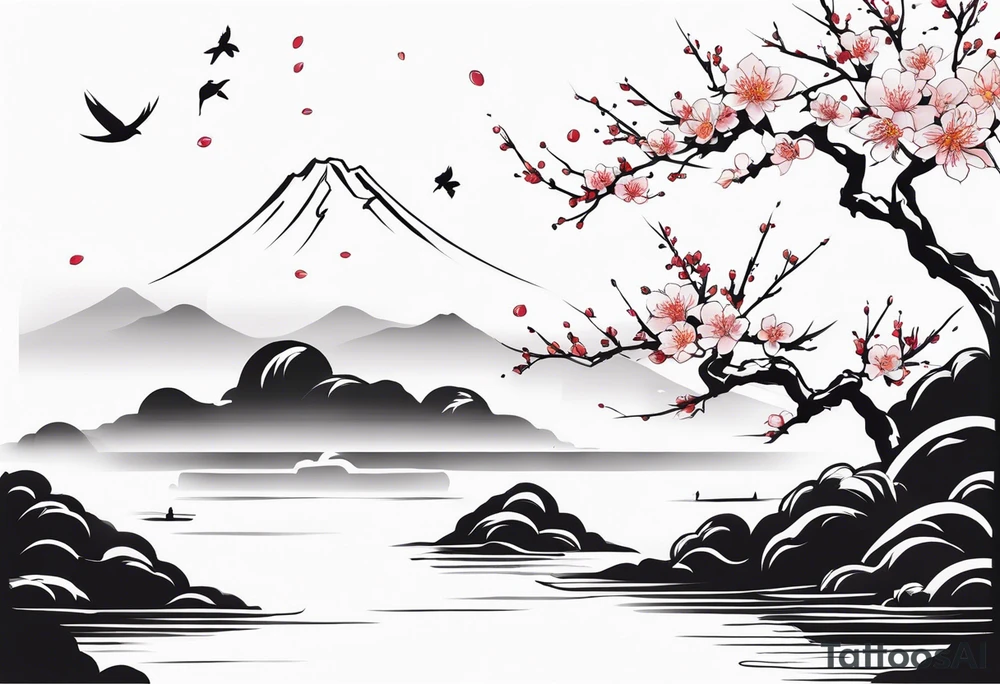 梅寒不賣香 in vertical with plum blossom tattoo idea