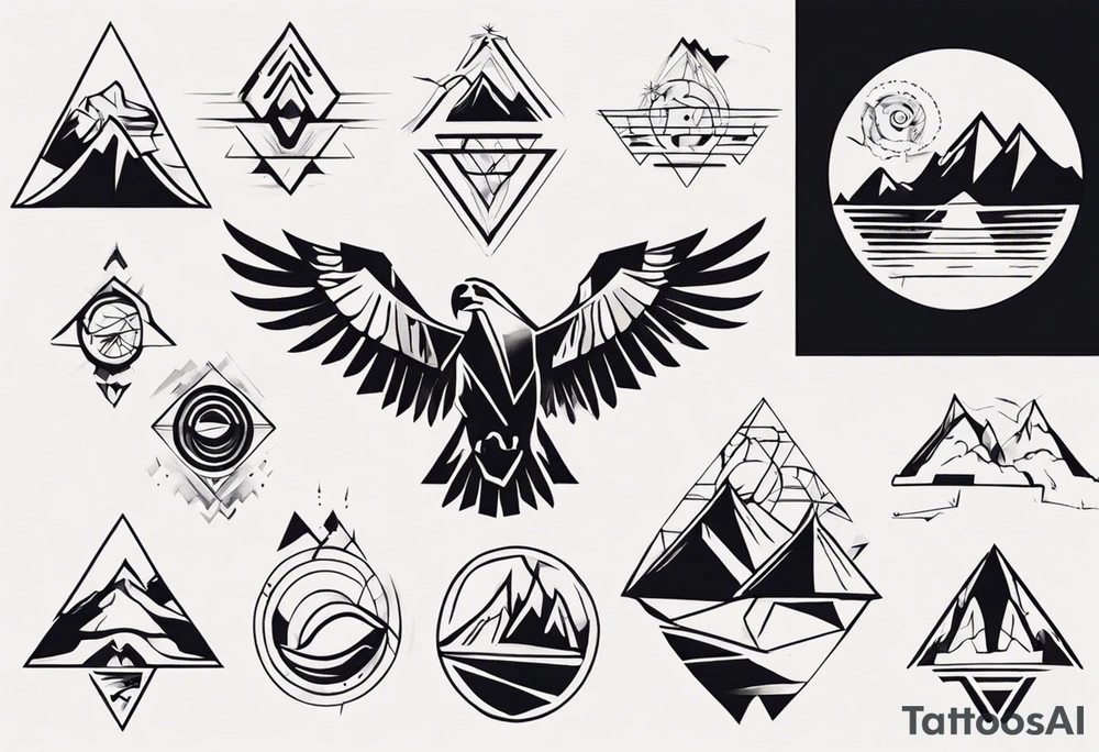 mountains eagles tattoo idea