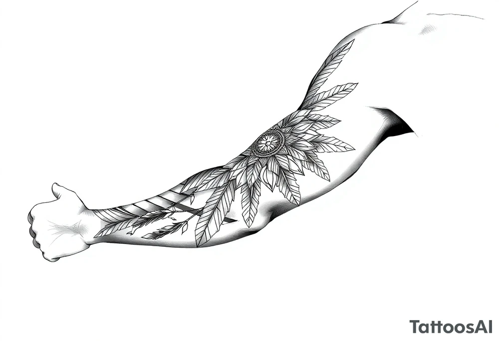 spiritual feathers ornamental mandala shaman tattoo idea