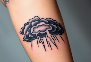 Black storm clouds with rain & lightning bolts tattoo idea