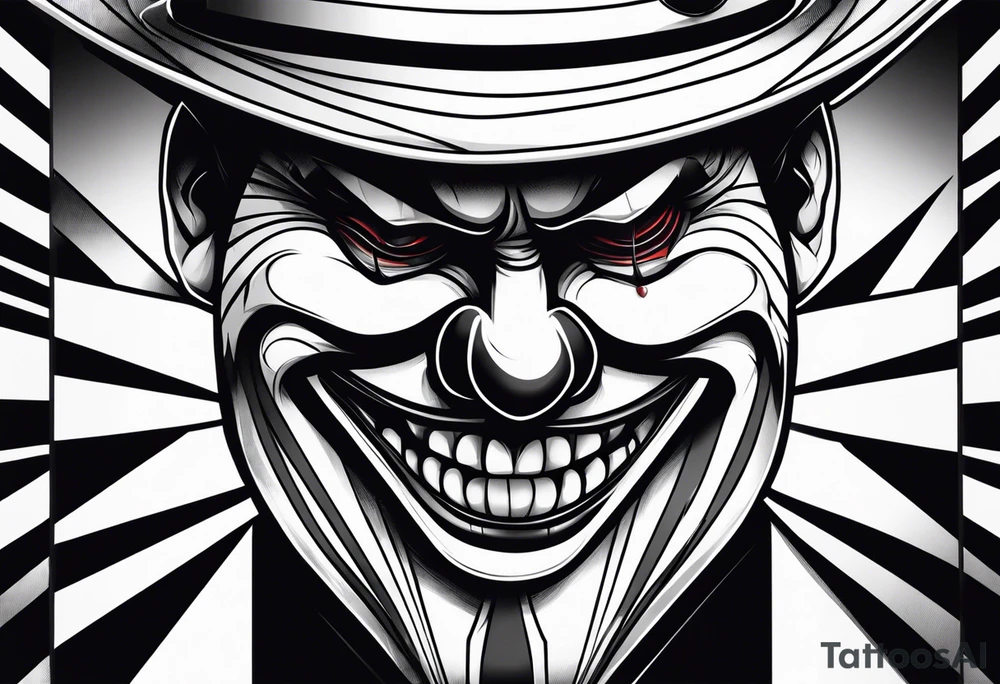 Evil clown gangster tattoo idea