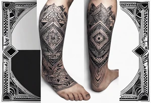 Geometric tattoo for back and neck with straight line going up beck depicting saying “keep your feet in the ground and your eyes on the stars” tattoo idea