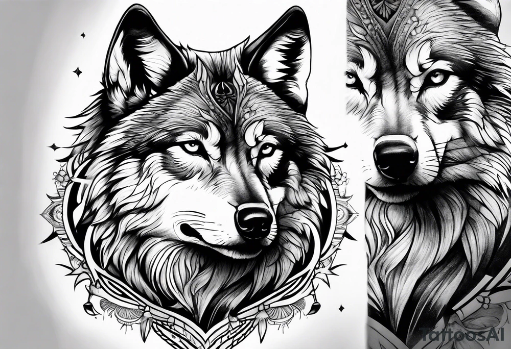 Spiritual wolf tattoo idea