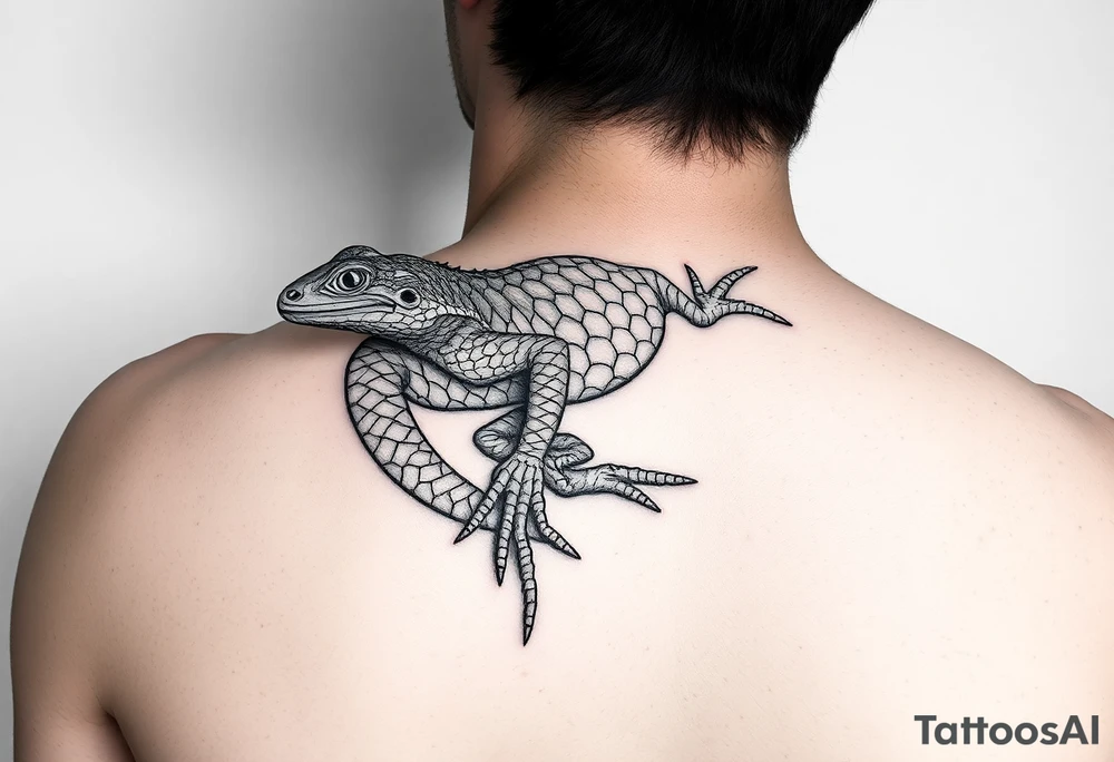 Scale, a lizard wrapped around the shoulder tattoo idea