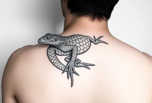 Scale, a lizard wrapped around the shoulder tattoo idea