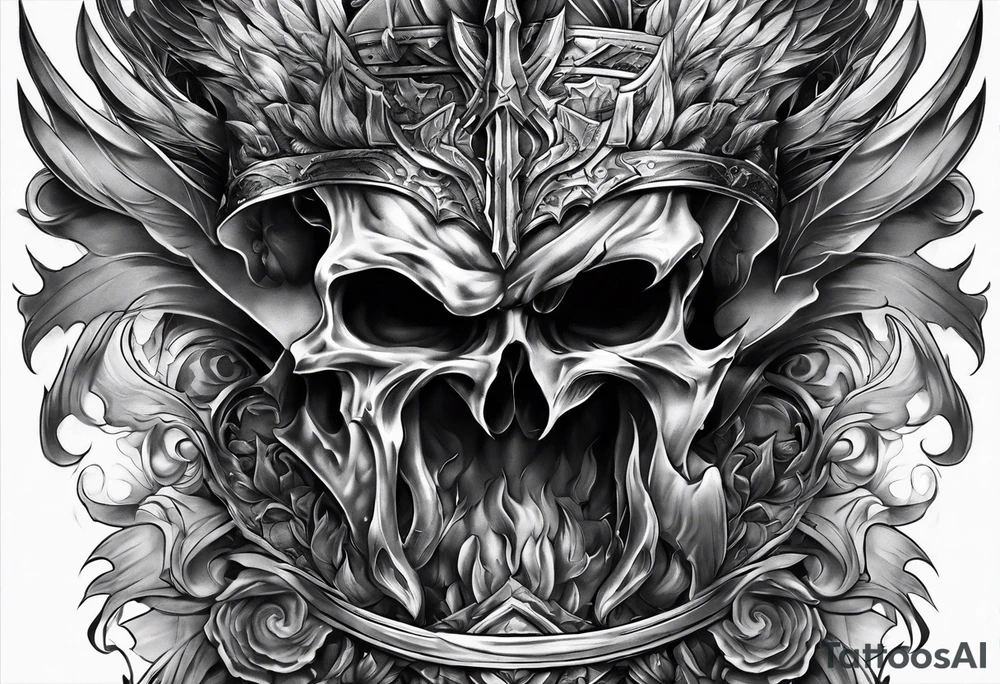 Full Leg sleeve of the battle of 300 tattoo idea
