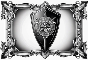 a spear pointing down with a shield in front of it tattoo idea