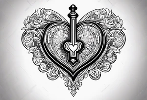 Heart shaped antique key tattoo idea