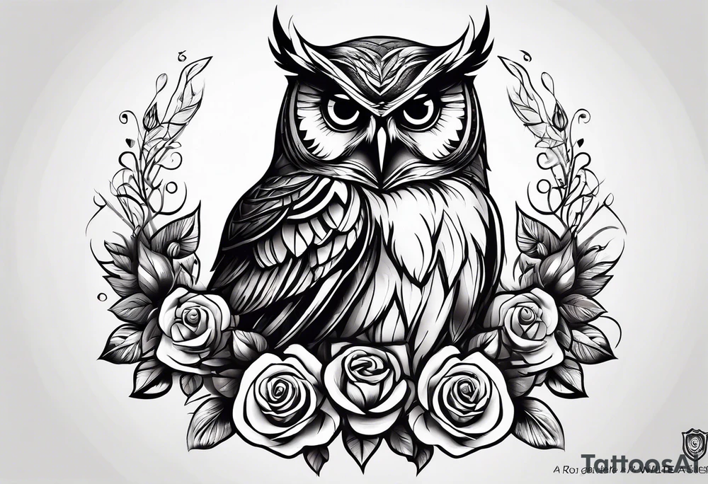 An owl, a rose, “but the greatest of these is love” tattoo idea