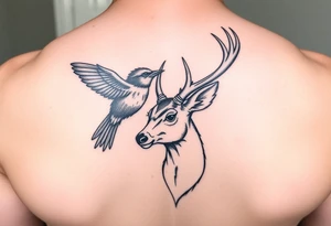 Bird turns into a deer magically (
buck) tattoo idea