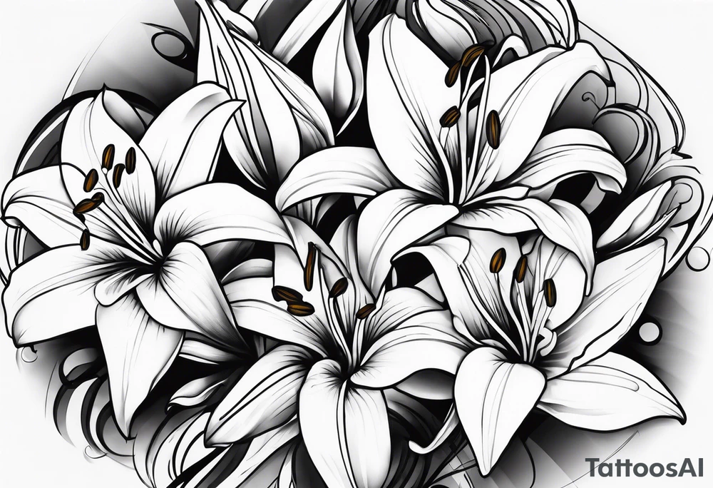 Casablanca lilies cascading downwards tattoo idea