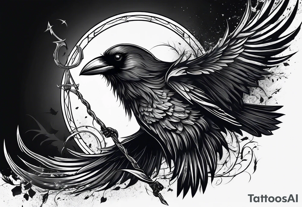 Crows around grim reaper tattoo idea
