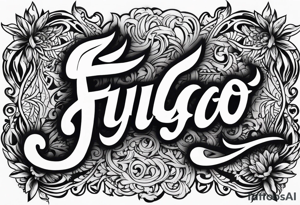 The word “fuego” in cursive with flames around it. tattoo idea