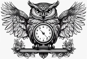 owl holding a scale with its claws tattoo idea