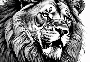 Lion roaring with red eyes tattoo idea