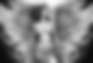 angel woman with big wings, full body, flying on the sky, looking right side , we  can see right profile tattoo idea