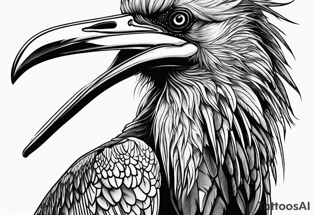 Scary shoebill stork tattoo idea