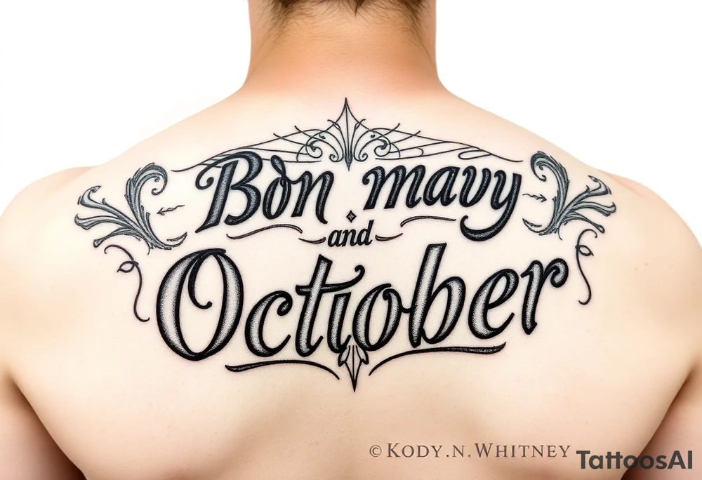 Kody n Whitney lettering and designs
Born may and October tattoo idea