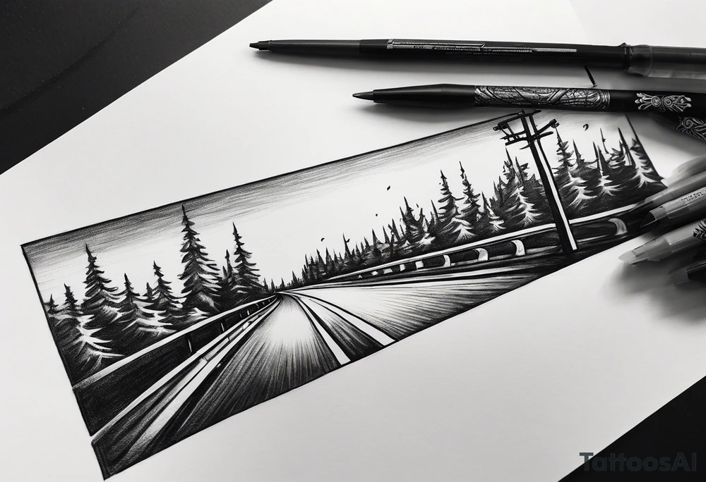Road in forearm circle tattoo idea