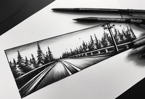 Road in forearm circle tattoo idea