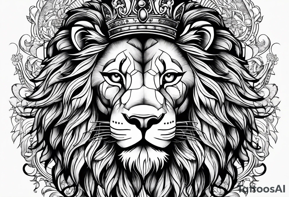 Traditional lion tattoo idea