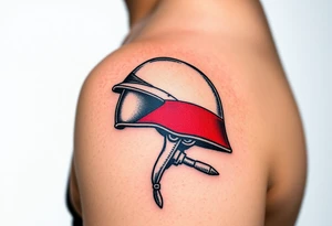 A Czech flag wrapped around a soldier’s helmet, symbolizing honor and national pride tattoo idea