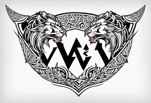 Valhalla sword shield dragon axe Valknut  tribal lion tattoo idea