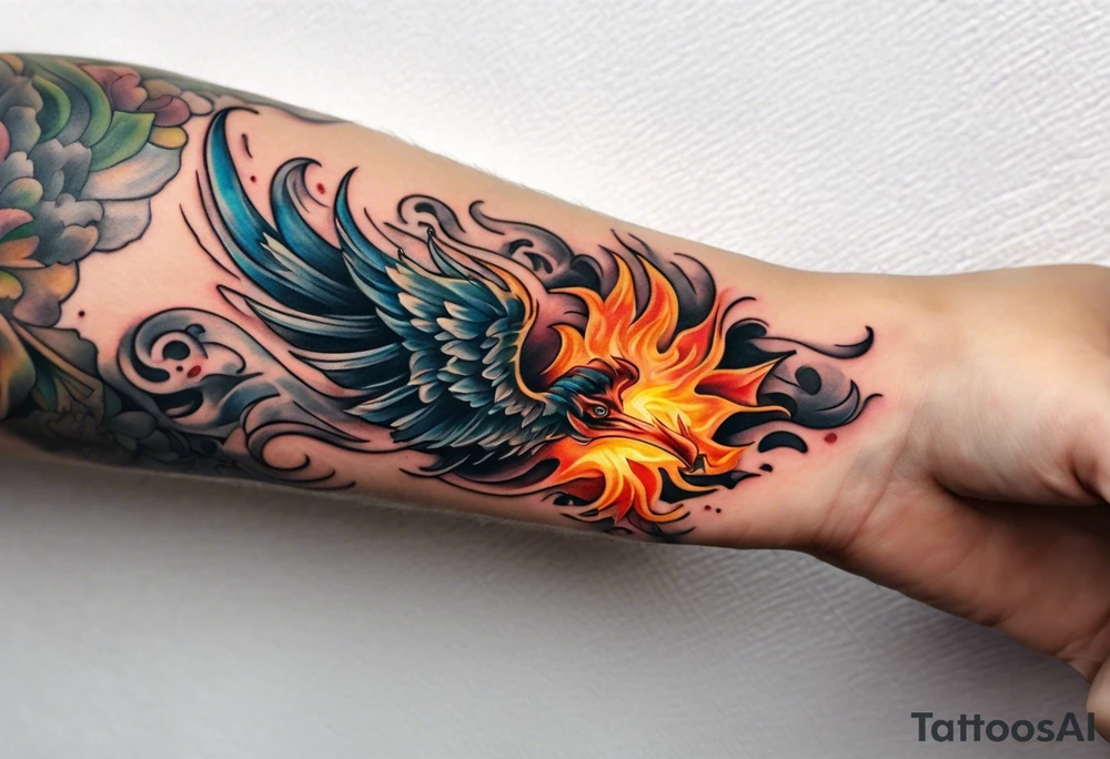 Flame tattoo on wrist of hand that is reaching out for another hand tattoo idea