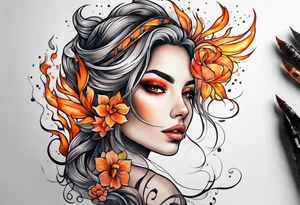 orange fire tattoo idea