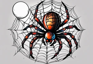 spider with web hangin down moon tattoo idea
