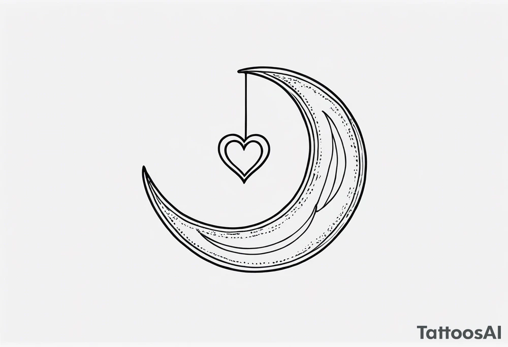 Crescent moon with a love heart inside it tattoo idea