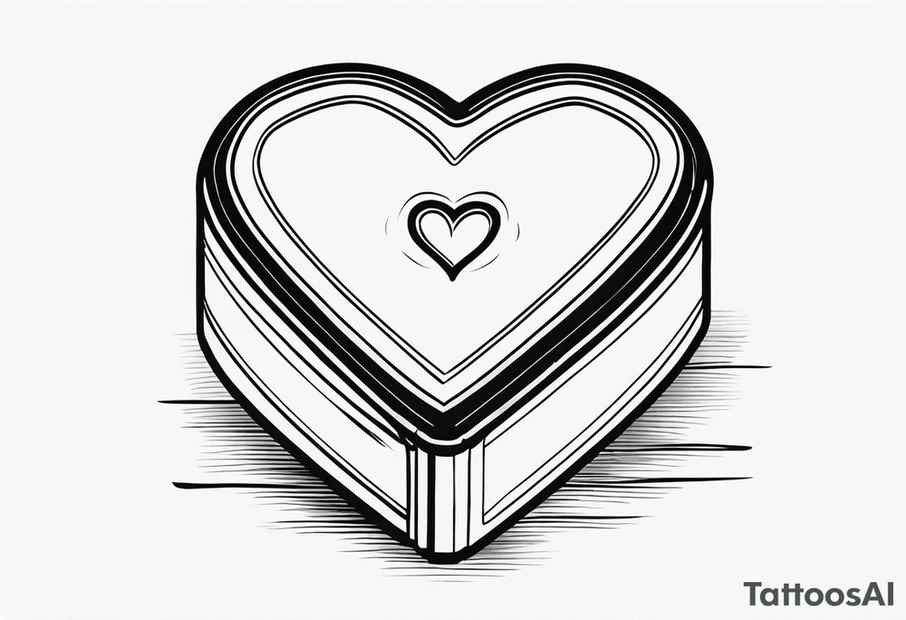 A simple vintage cigar box with a heart on it tattoo idea