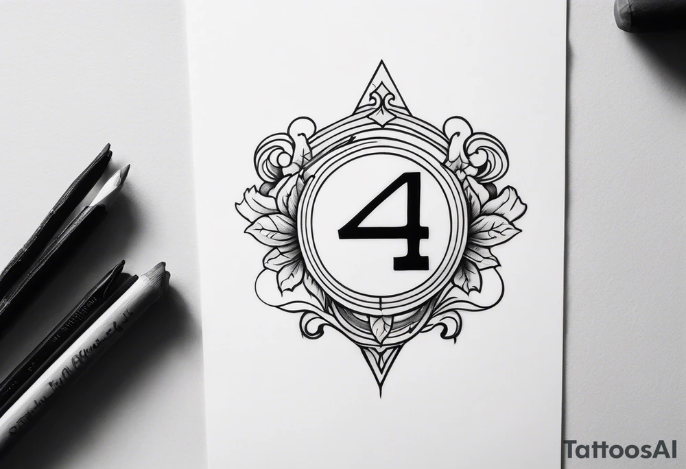 number 4 in a card tattoo idea