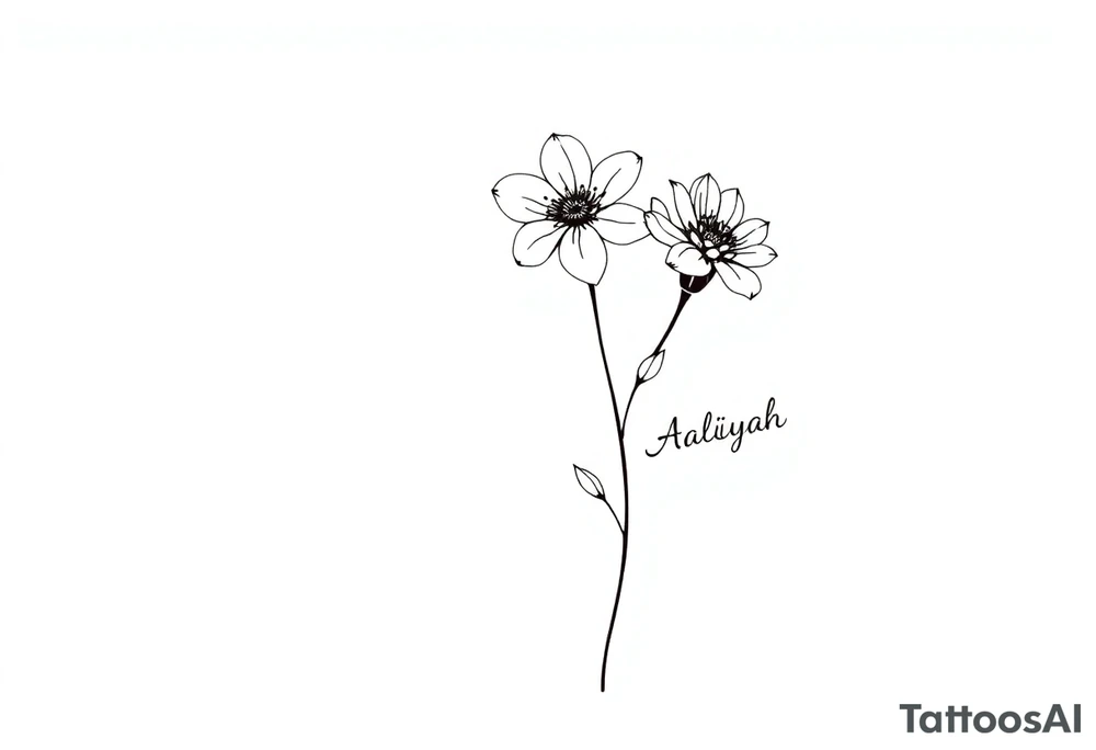 mother of 3 girls flowers names in stem of flower Addy, Alizah, Aaliyah tattoo idea
