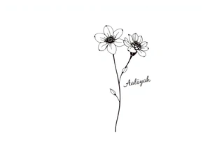 mother of 3 girls flowers names in stem of flower Addy, Alizah, Aaliyah tattoo idea