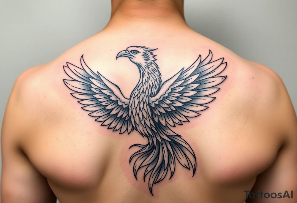 Feminine mother daughter phoenix tattoo with a touch of colour tattoo idea