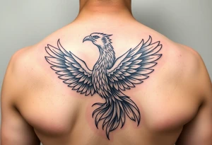 Feminine mother daughter phoenix tattoo with a touch of colour tattoo idea