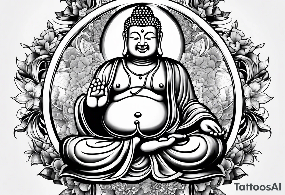 Lucky buddha tattoo idea
