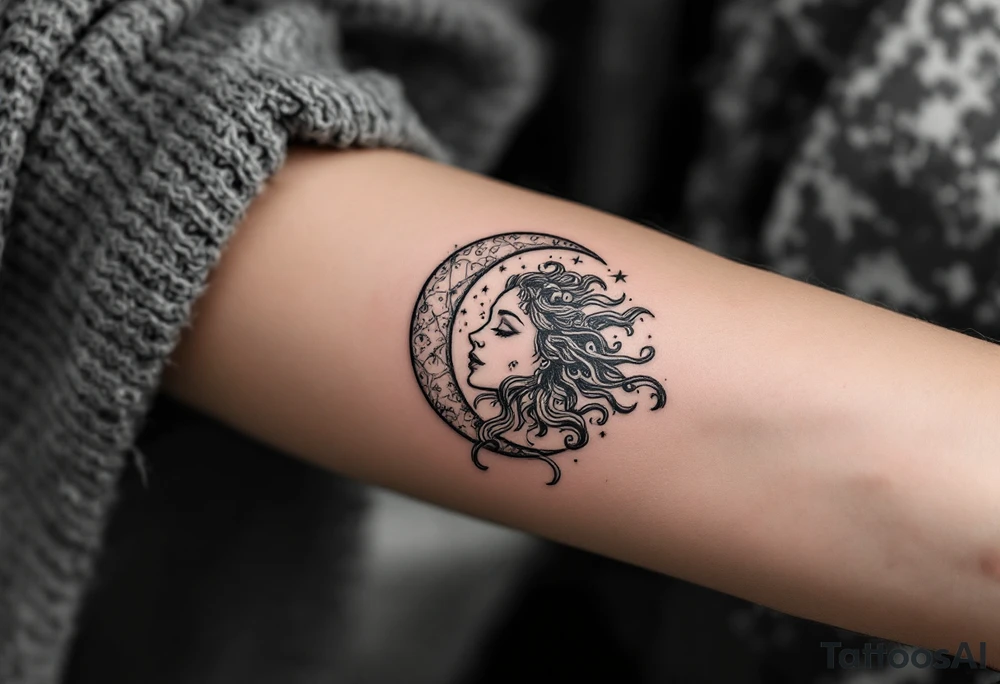 astrology moonsign aquarius in rough / mysterious aesthetic astrology inspired tattoo idea