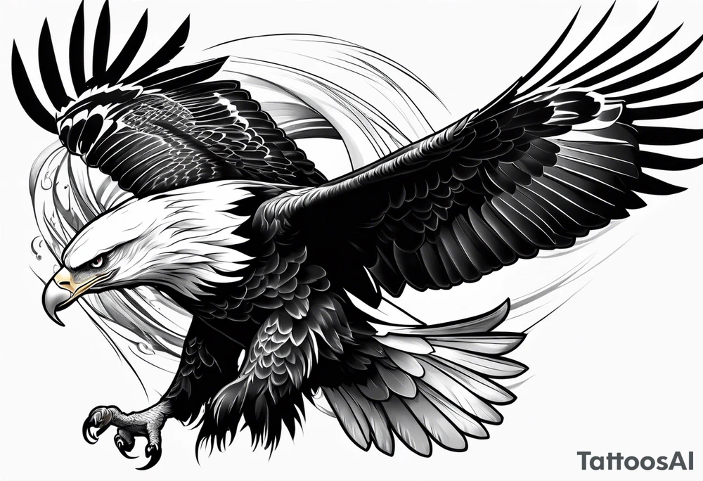 Bald eagle flying tattoo idea