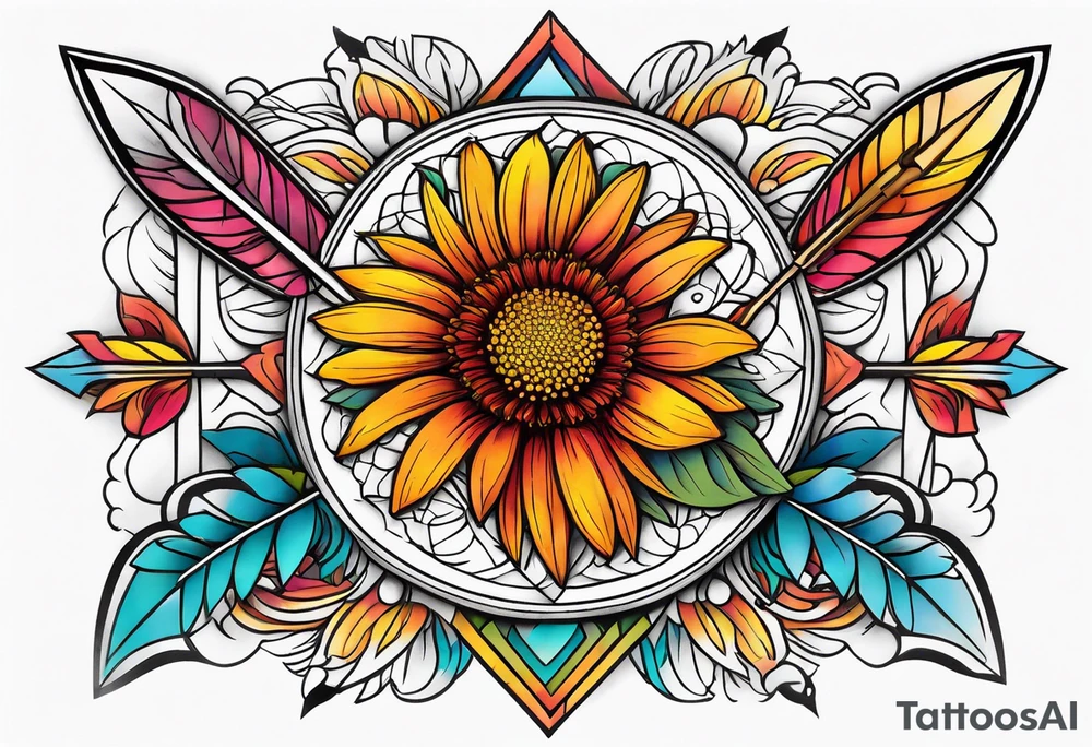 Indian blanket flower arrows tattoo idea