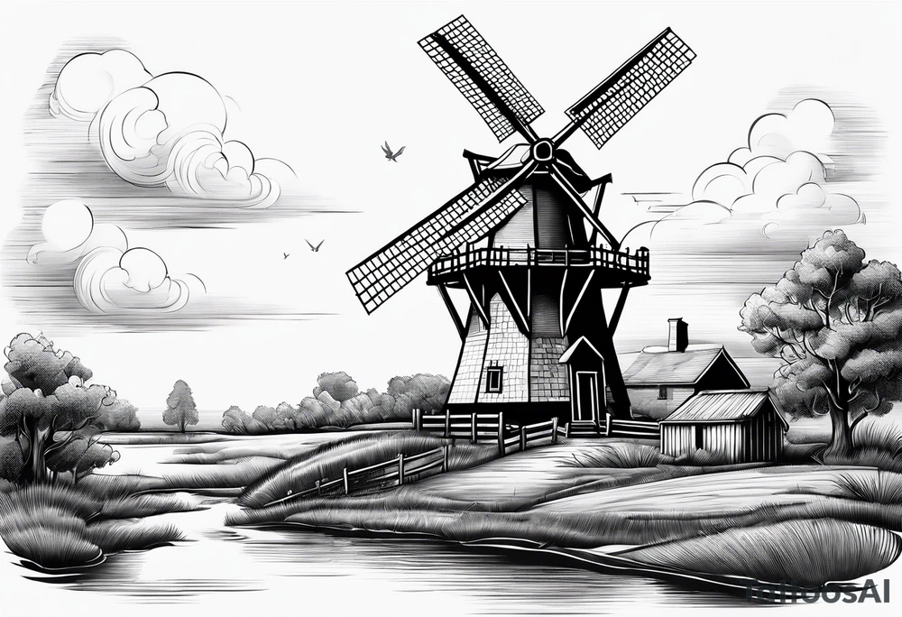 dutch windmill tattoo idea