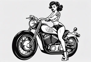 Pinup doll riding motorbike tattoo idea